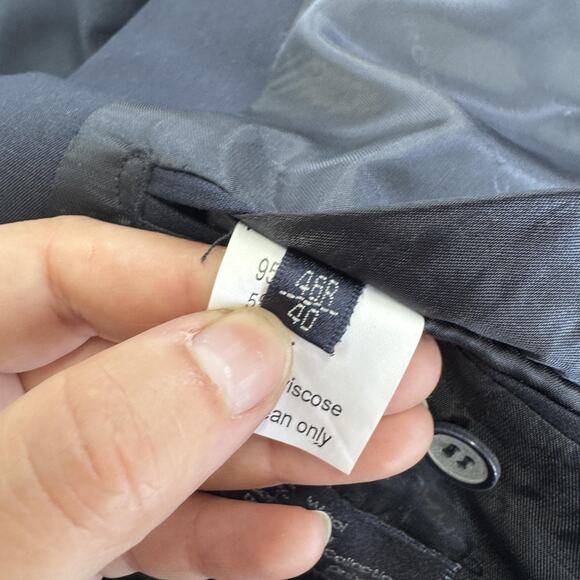 Rochas Blazer Mens 46R Navy Blue Wool Silk Blend Designer Classic Suit Jacket - Picture 4 of 9